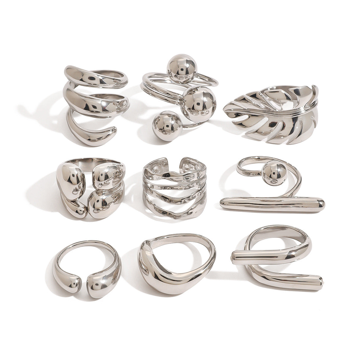 Geometric Silver Ring – Minimalist Titanium Steel Jewelry