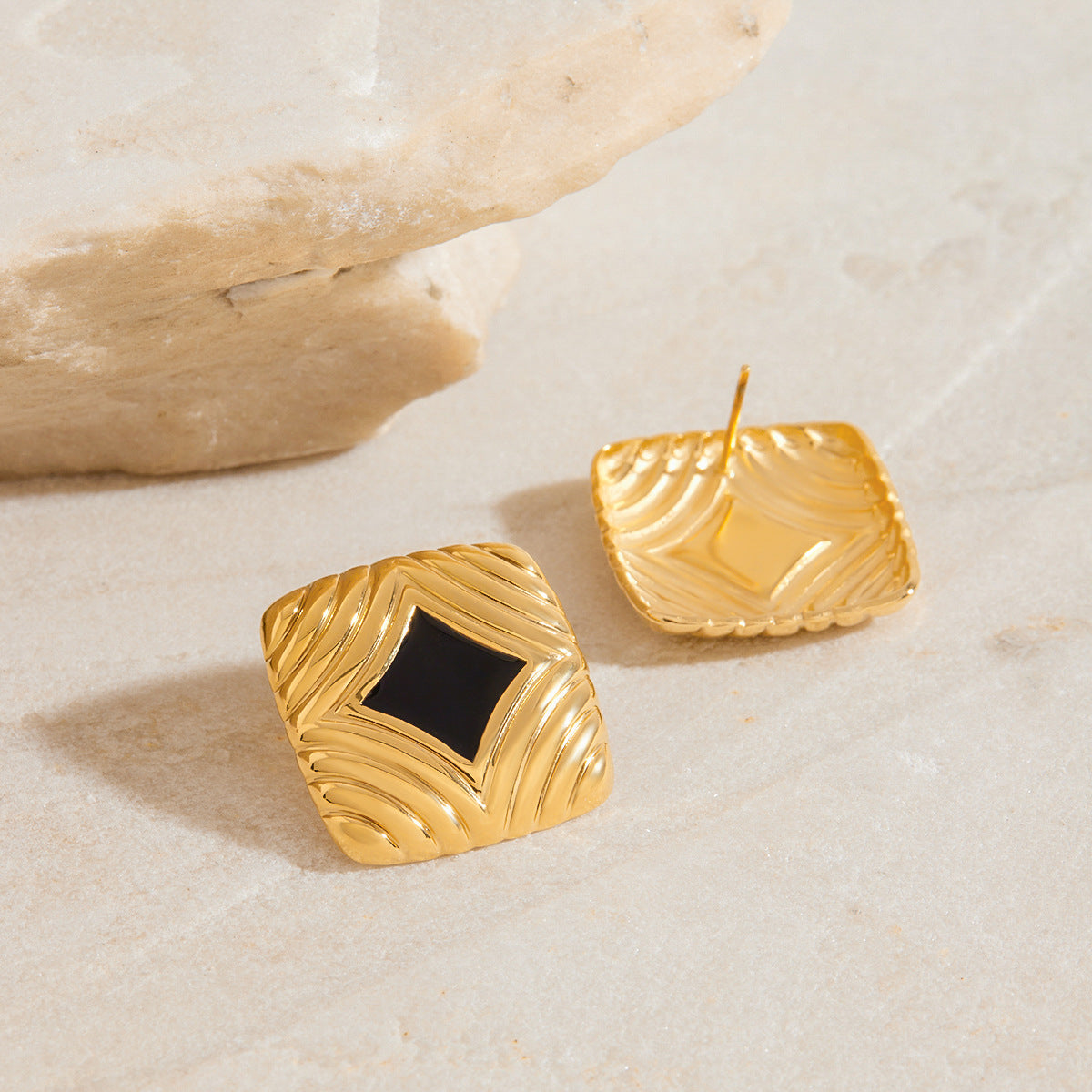 Enamel Drop Earrings – Elegant Titanium Steel Studs for Women