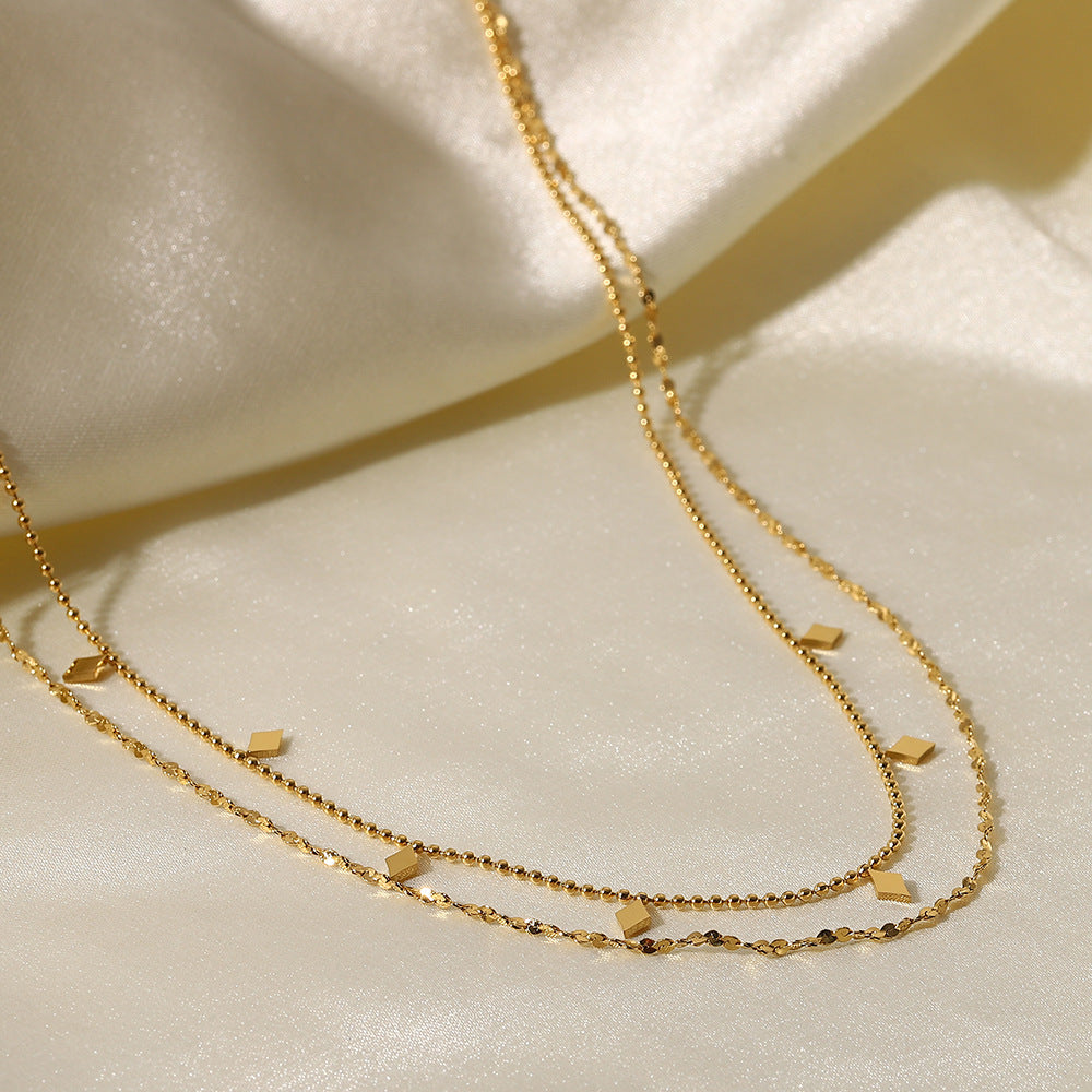Layered Tassel Sequin Necklace – 18K Gold Plated Stainless Steel