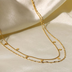 Layered Tassel Sequin Necklace – 18K Gold Plated Stainless Steel
