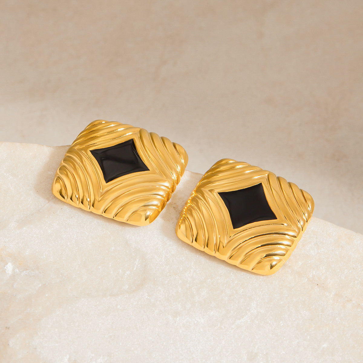 Enamel Drop Earrings – Elegant Titanium Steel Studs for Women
