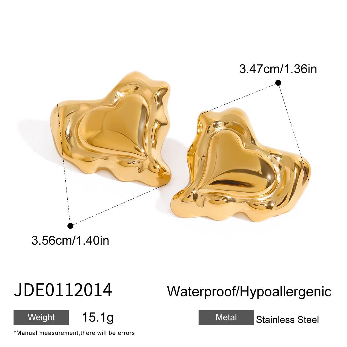 Heart Stud Earrings & Ring Set – Titanium Steel Minimalist Jewelry