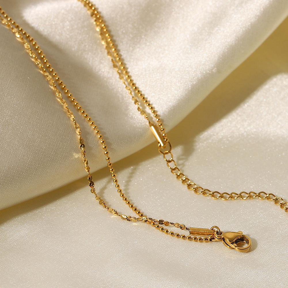 Layered Tassel Sequin Necklace – 18K Gold Plated Stainless Steel