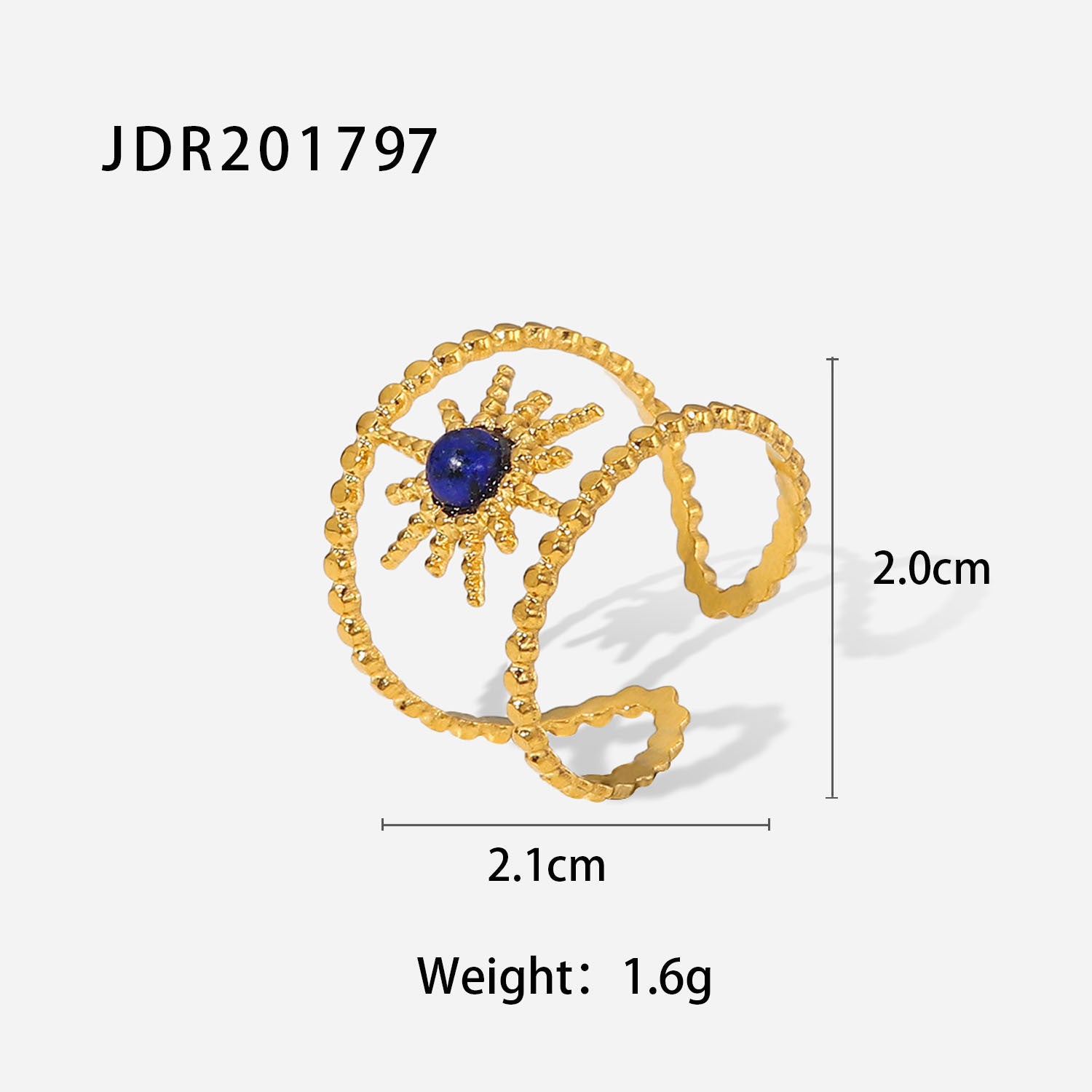 Vintage Gemstone Ring – 18K Gold Plated Titanium Steel Jewelry