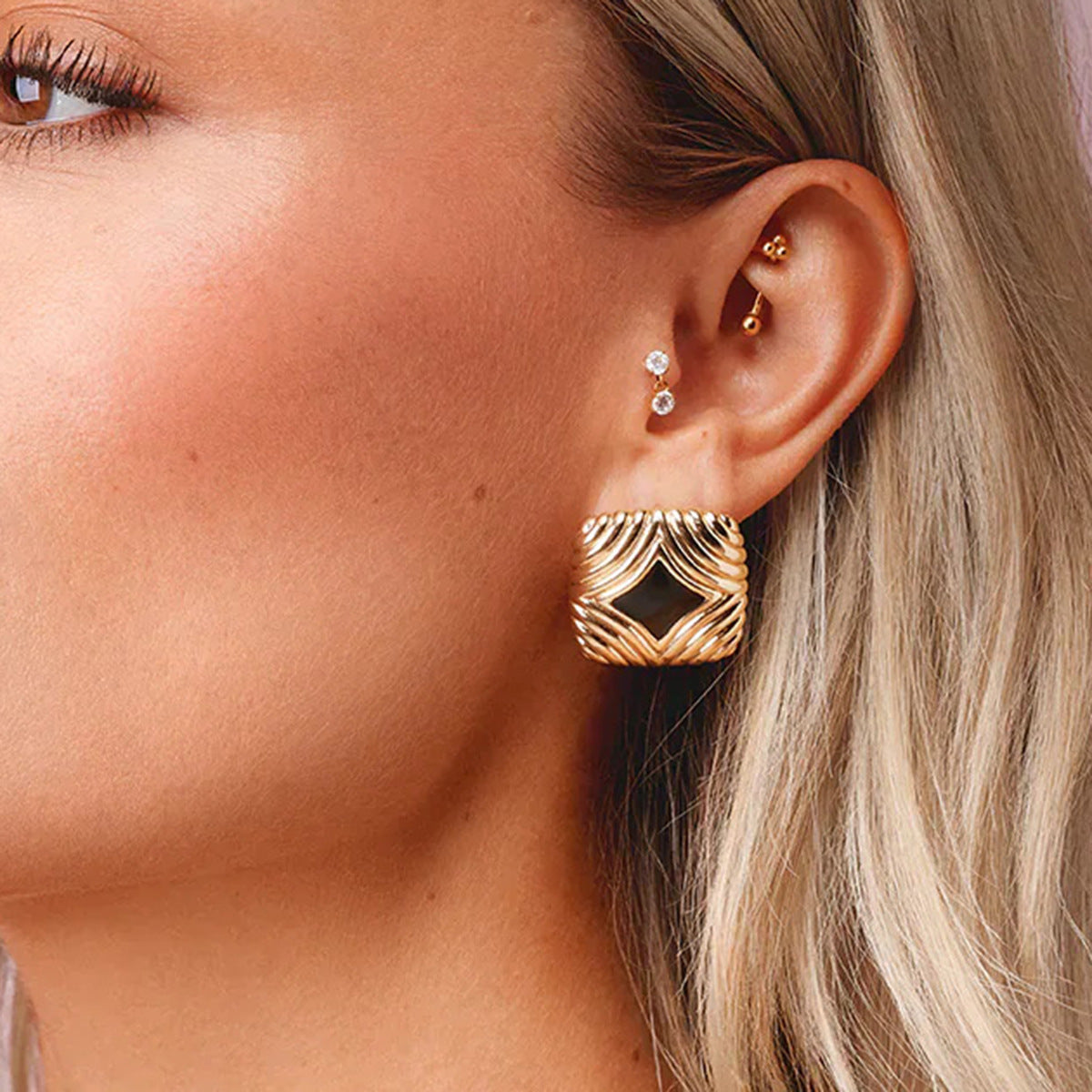 Enamel Drop Earrings – Elegant Titanium Steel Studs for Women