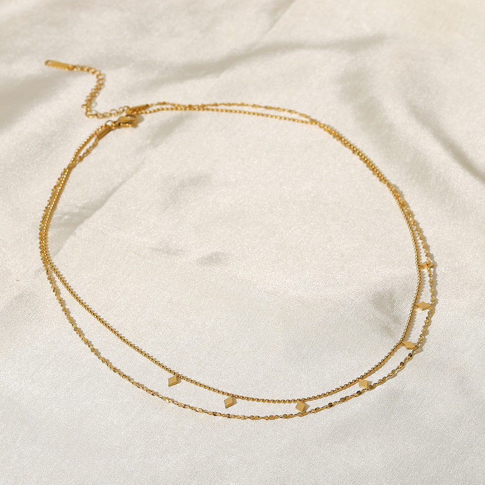 Layered Tassel Sequin Necklace – 18K Gold Plated Stainless Steel