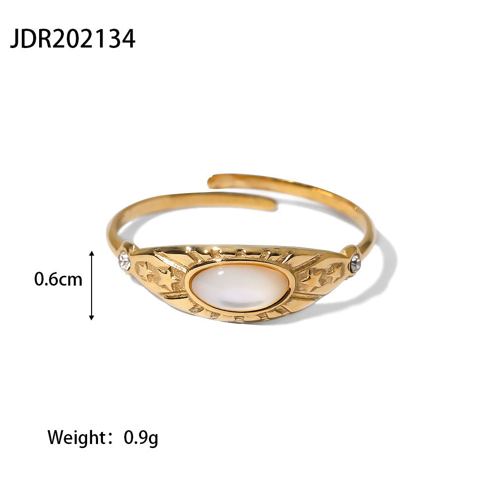 Vintage Gemstone Ring – 18K Gold Plated Titanium Steel Jewelry
