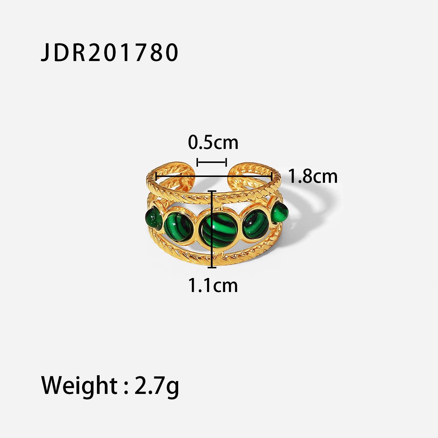 Vintage Gemstone Ring – 18K Gold Plated Titanium Steel Jewelry