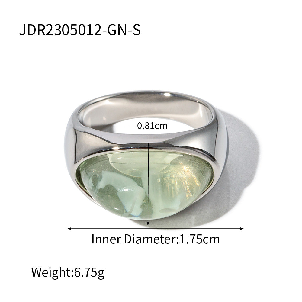 Trendy 18K Gold Resin Ring – Transparent Closed Stainless Steel Band