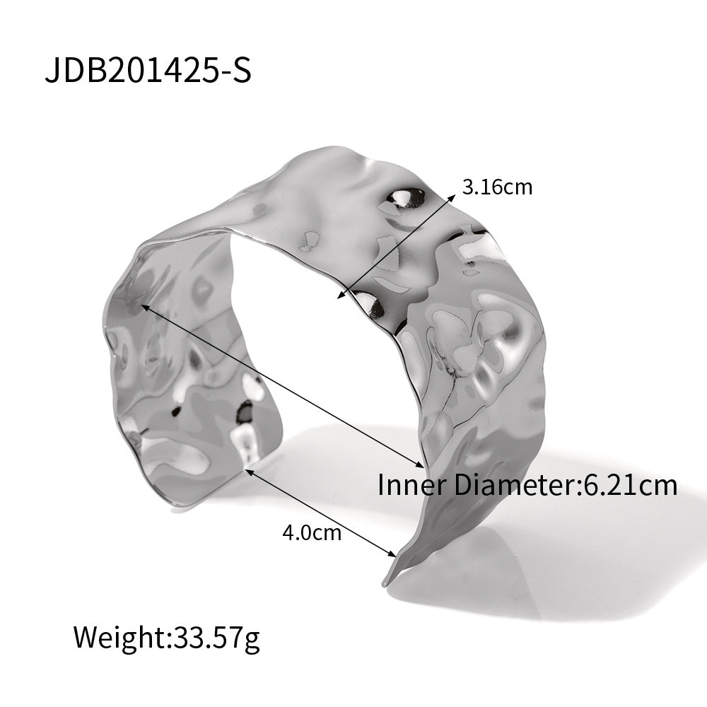 Gold-Plated Titanium Steel Bangle – High-End Open Cuff Bracelet