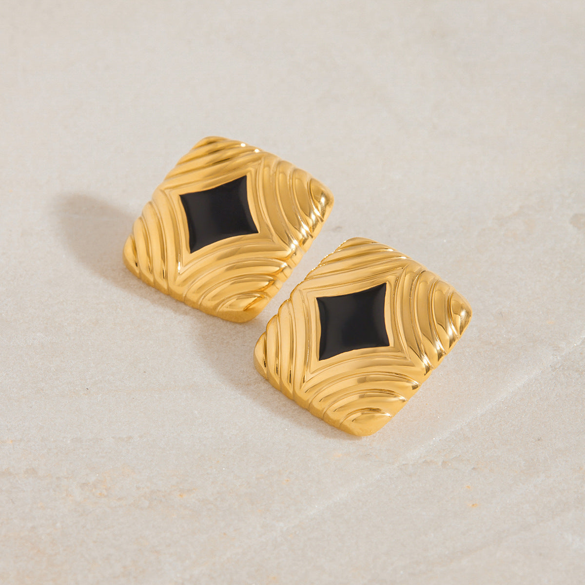 Enamel Drop Earrings – Elegant Titanium Steel Studs for Women