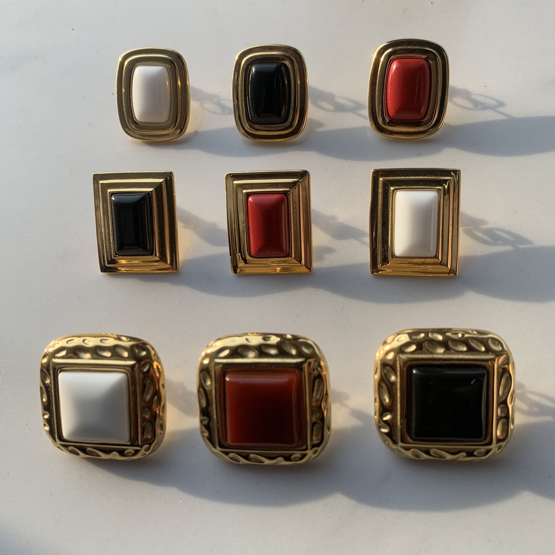Onyx Stud Earrings – Elegant Titanium Steel Jewelry for Women