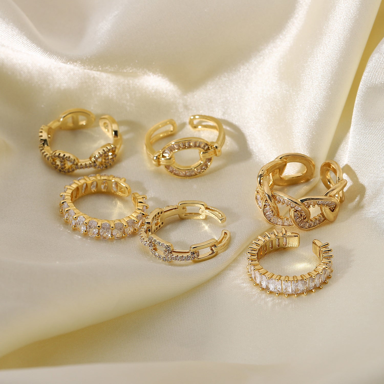 Vintage-Inspired Zirconia Open Ring – Boho High-End Couples Ring