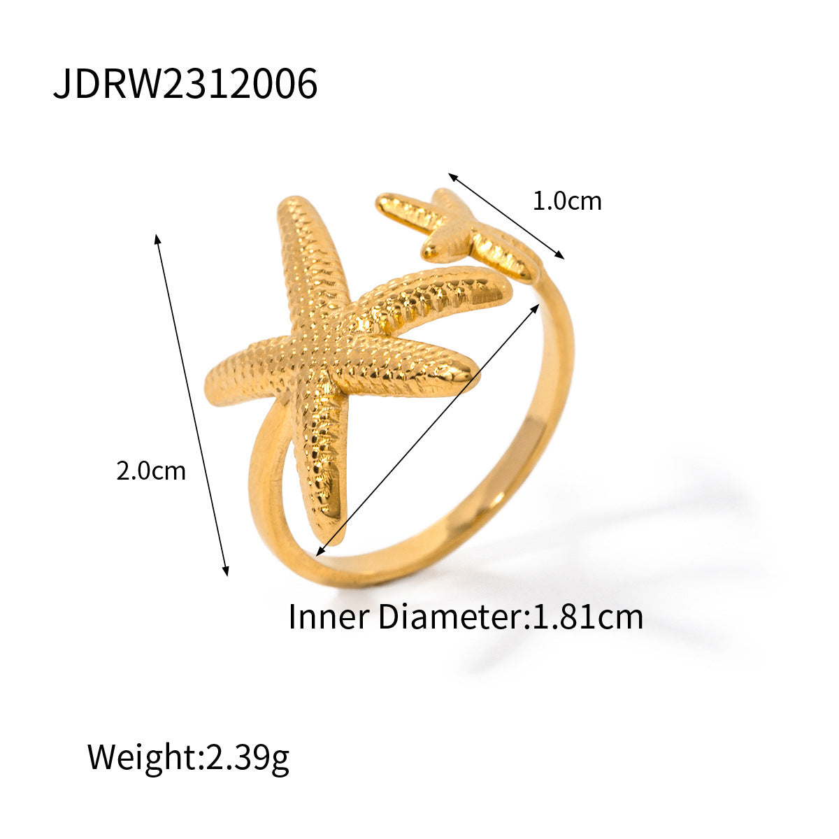 Starfish & Shell Ring – Ocean-Inspired Titanium Steel Jewelry