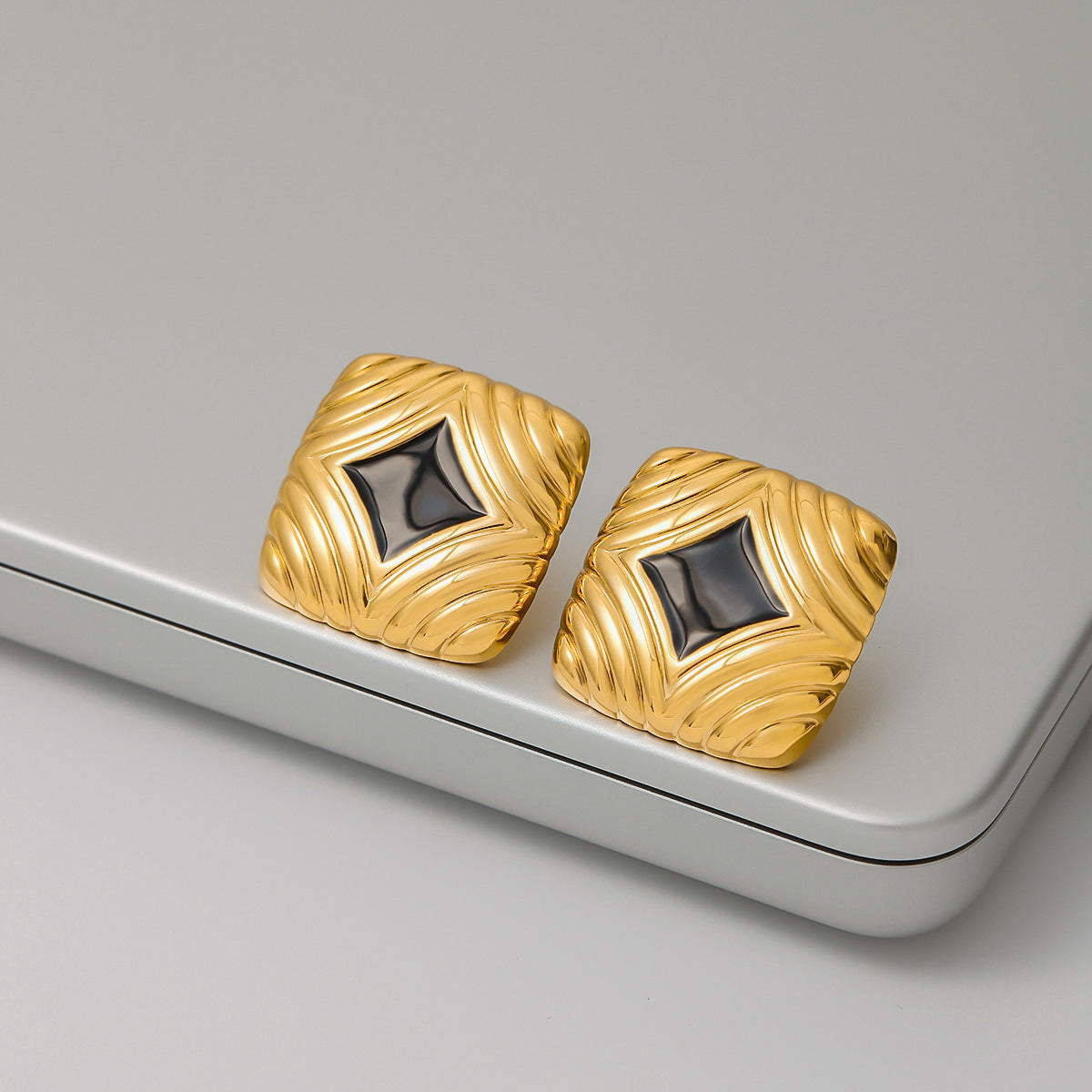 Enamel Drop Earrings – Elegant Titanium Steel Studs for Women