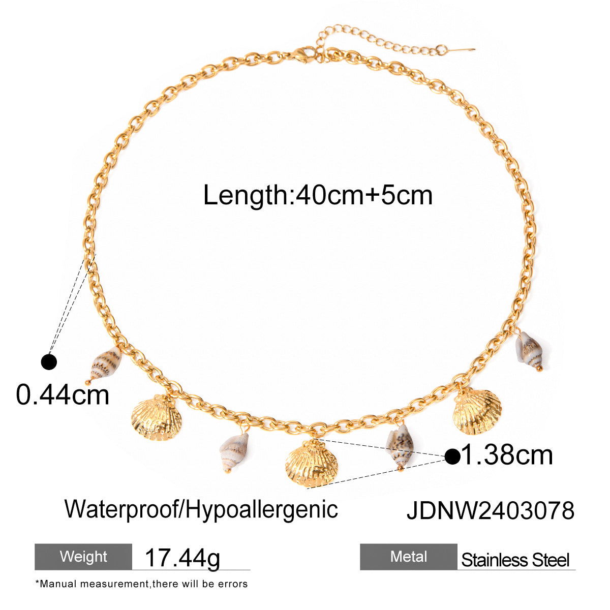 18K Gold Ocean Charm Bracelet – Starfish, Shell & Conch in Stainless Steel