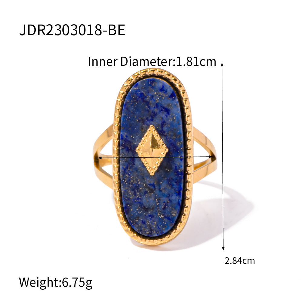 Natural Stone Ring – Unique Titanium Steel Elegant Jewelry