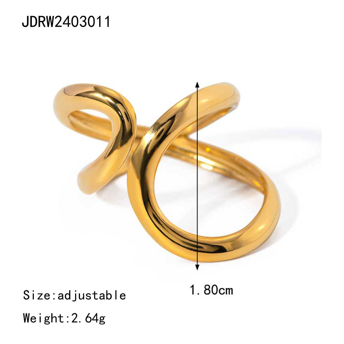 Bold Gold Statement Ring – Elegant Titanium Steel Jewelry