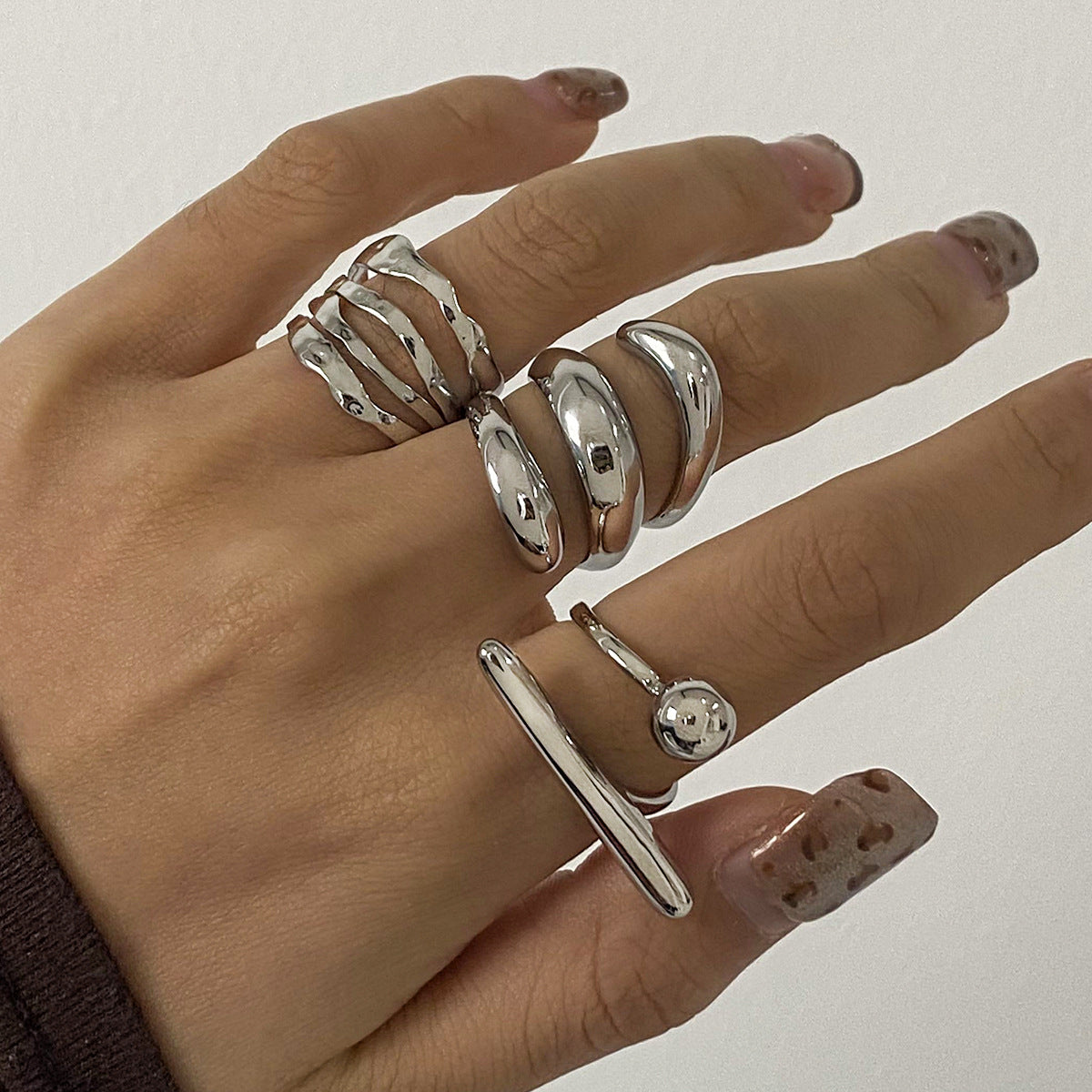 Geometric Silver Ring – Minimalist Titanium Steel Jewelry