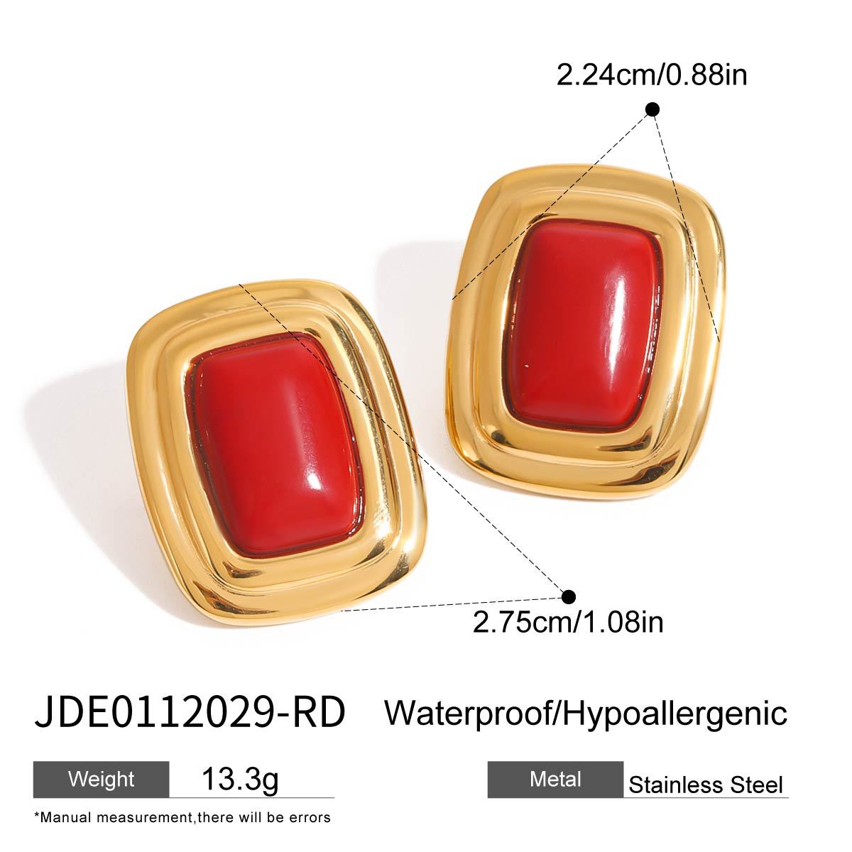 Onyx Stud Earrings – Elegant Titanium Steel Jewelry for Women