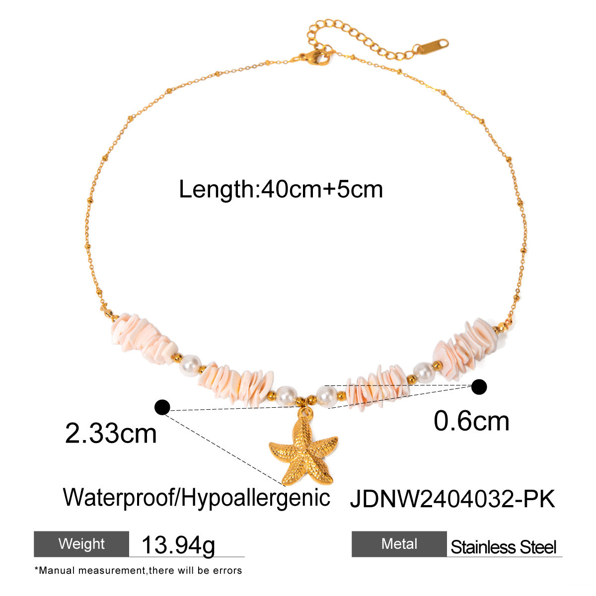 18K Gold Ocean Charm Bracelet – Starfish, Shell & Conch in Stainless Steel