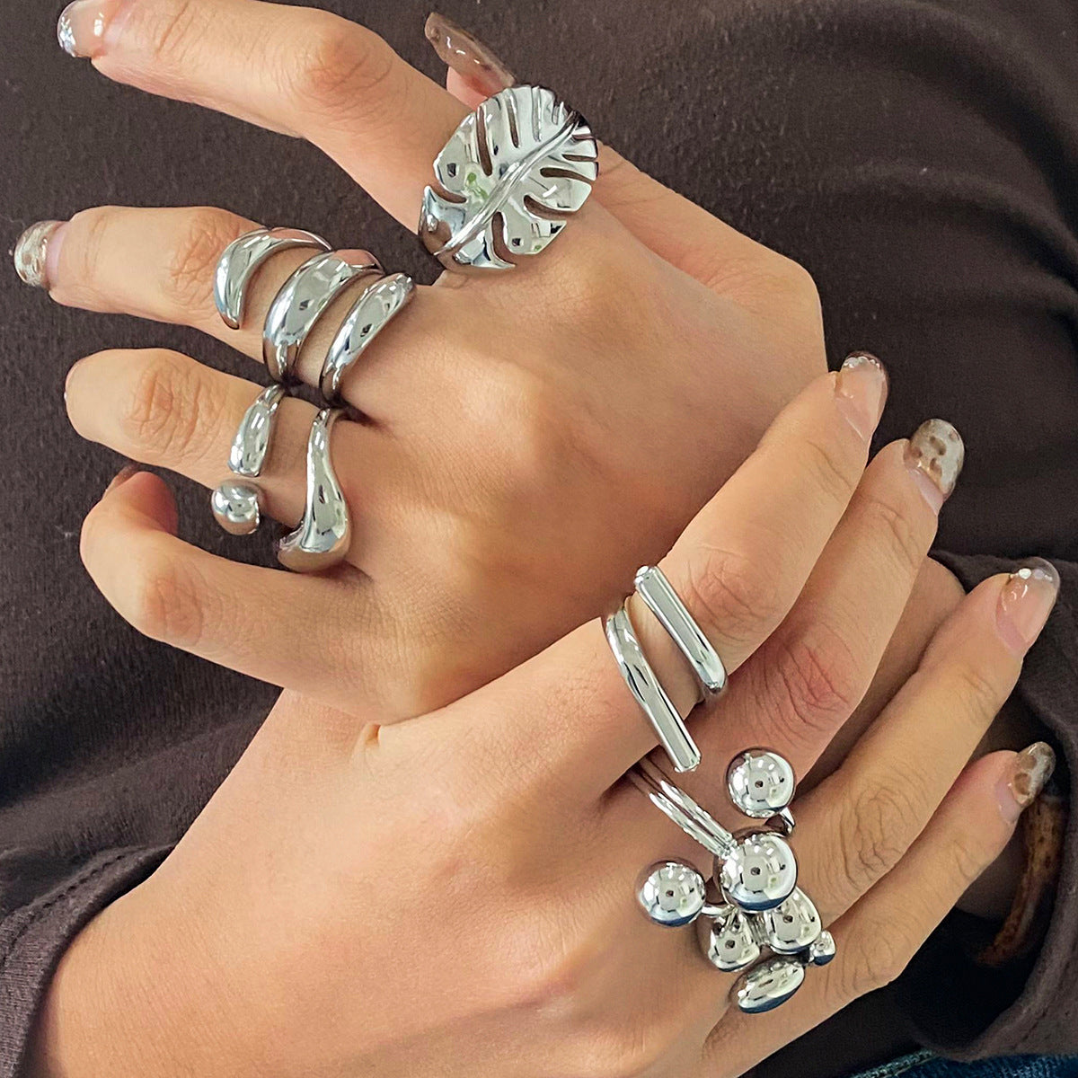 Geometric Silver Ring – Minimalist Titanium Steel Jewelry