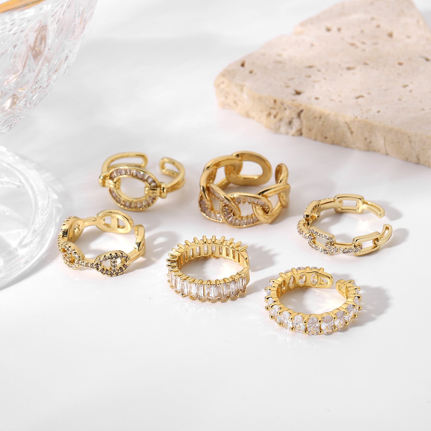 Vintage-Inspired Zirconia Open Ring – Boho High-End Couples Ring