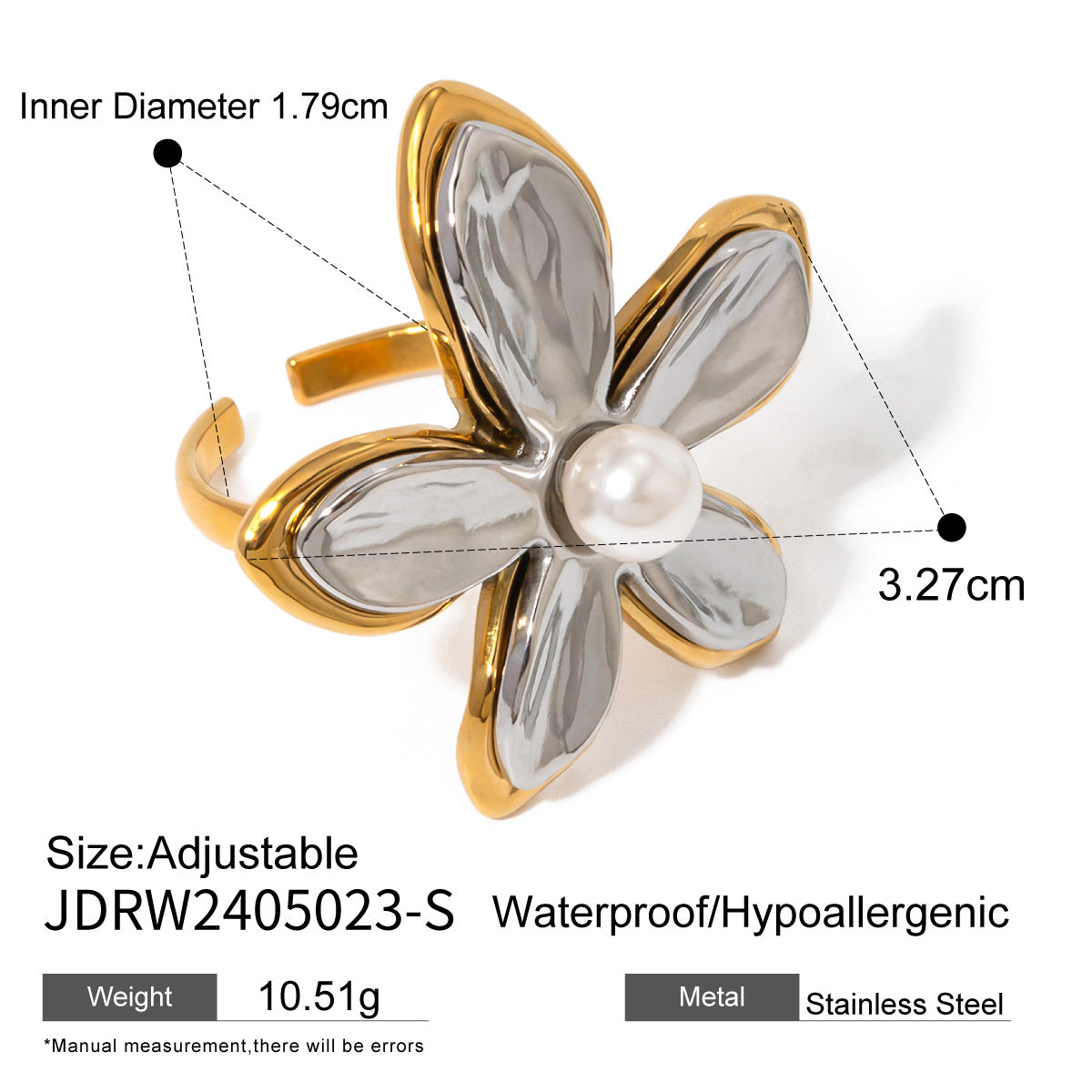 Bold Floral Titanium Steel Ring – Elegant INS-Style Statement Jewelry