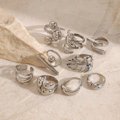Geometric Silver Ring – Minimalist Titanium Steel Jewelry