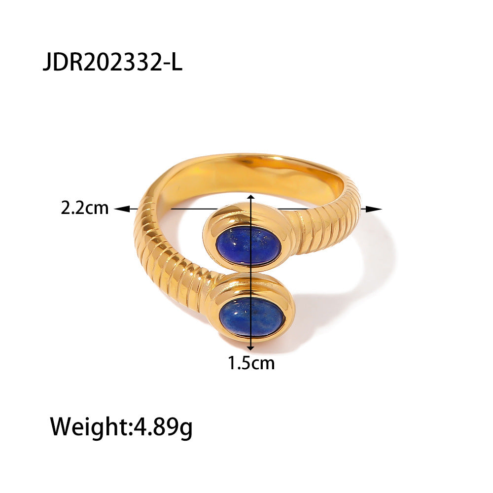 Natural Stone Ring – Unique Titanium Steel Elegant Jewelry