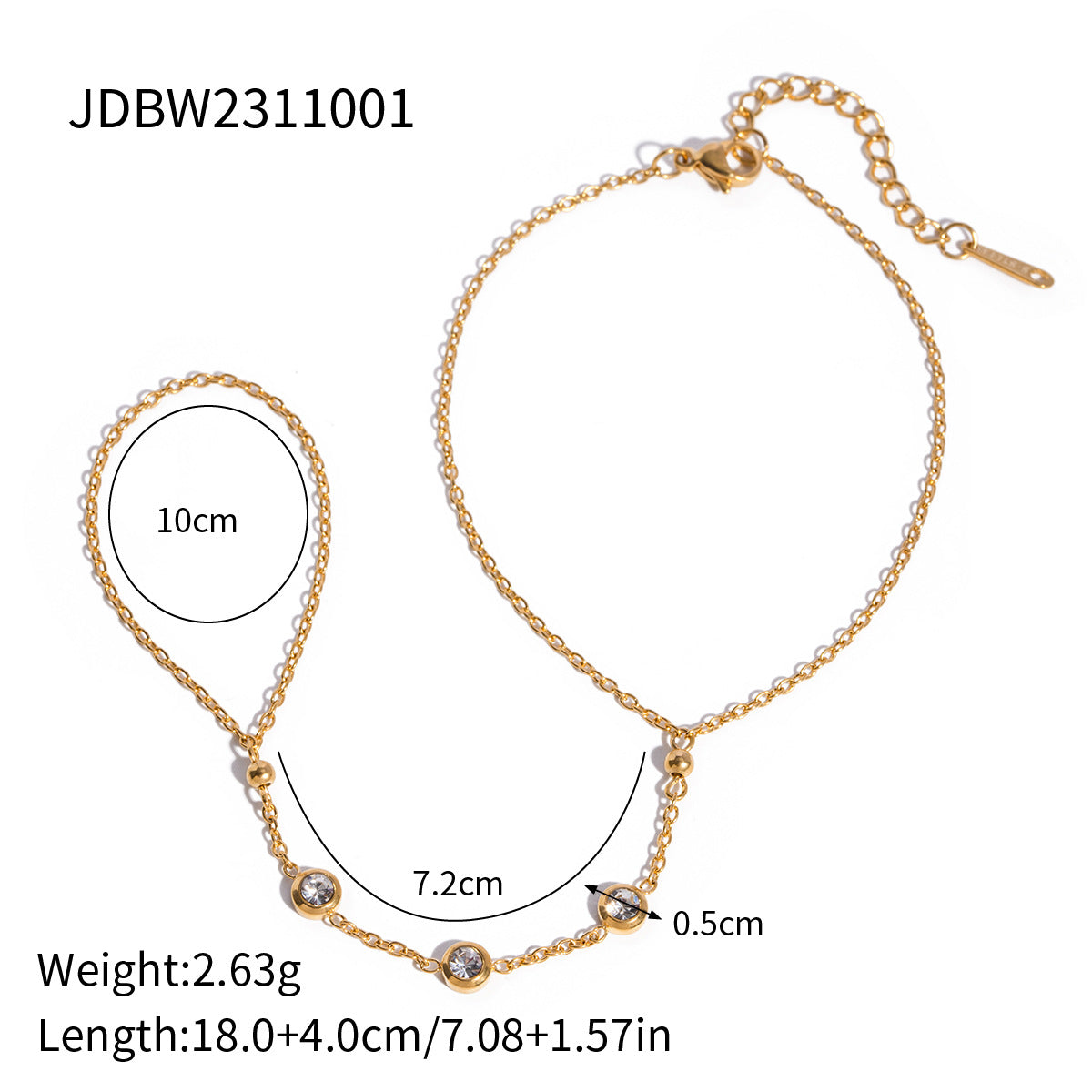 Chain Ring Bracelet – Titanium Steel Hand Jewelry for Women