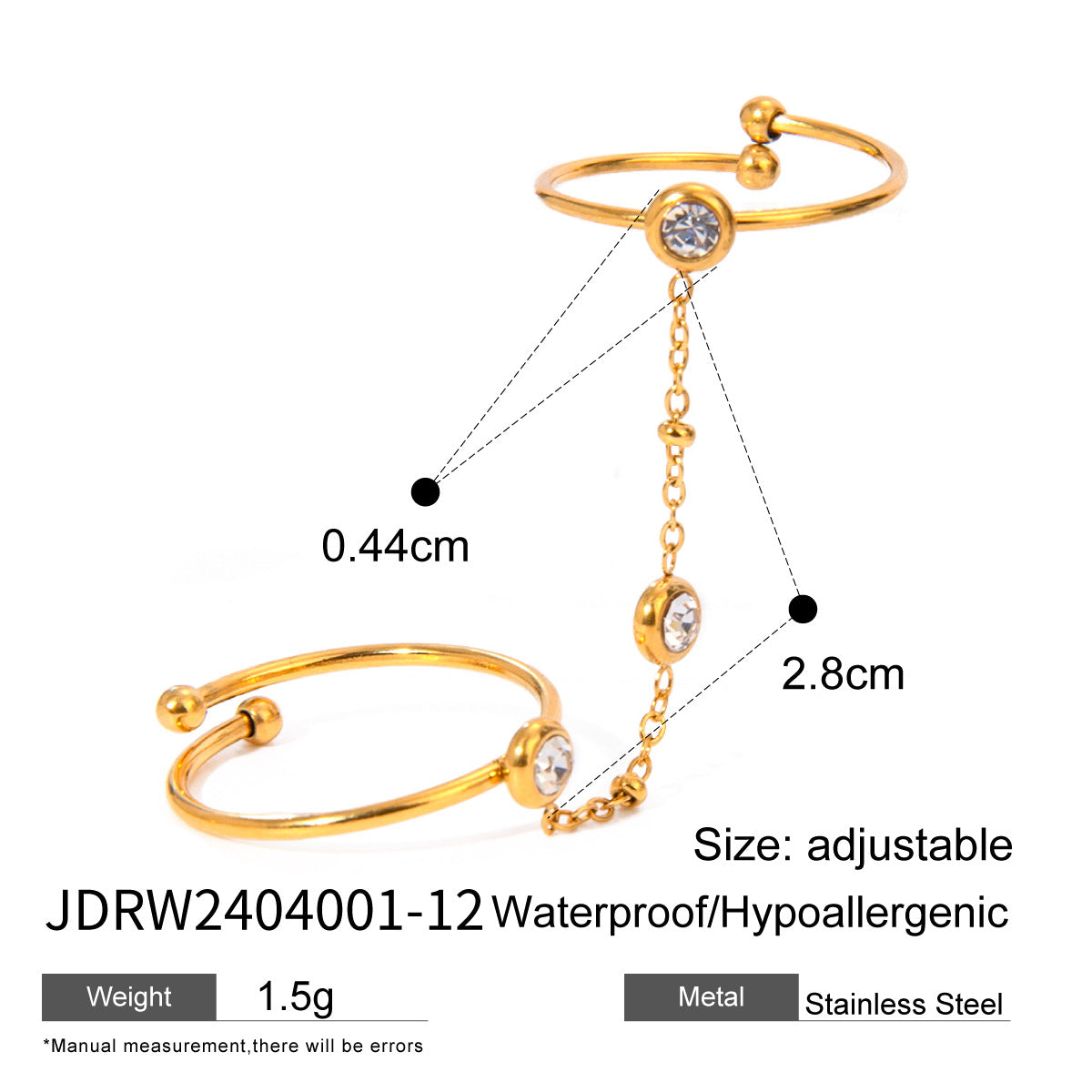 Chain Ring Bracelet – Titanium Steel Hand Jewelry for Women