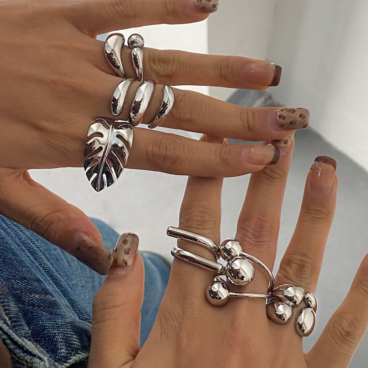 Geometric Silver Ring – Minimalist Titanium Steel Jewelry