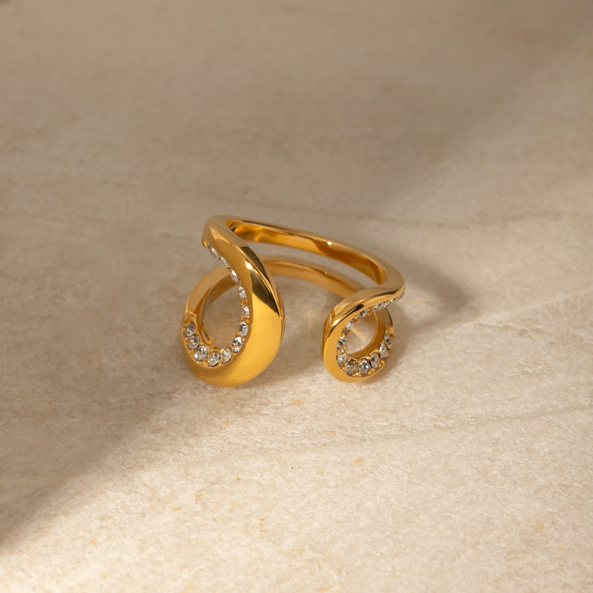 Bold Gold Statement Ring – Elegant Titanium Steel Jewelry