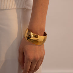 Gold-Plated Titanium Steel Bangle – High-End Open Cuff Bracelet