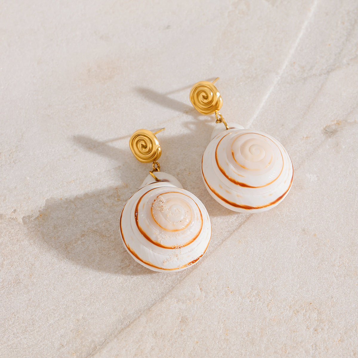 Seashell Stud Earrings – Vacation Style Titanium Steel Jewelry