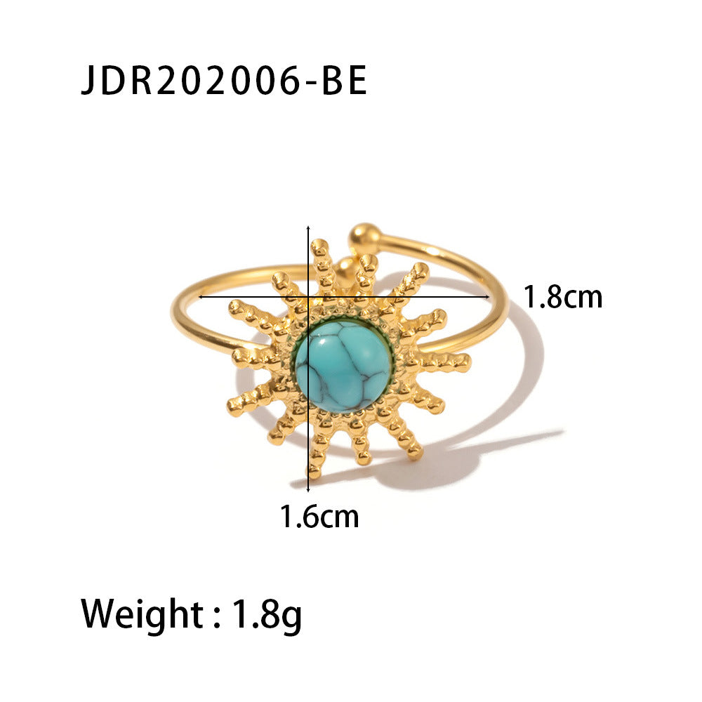 Vintage Gemstone Ring – 18K Gold Plated Titanium Steel Jewelry