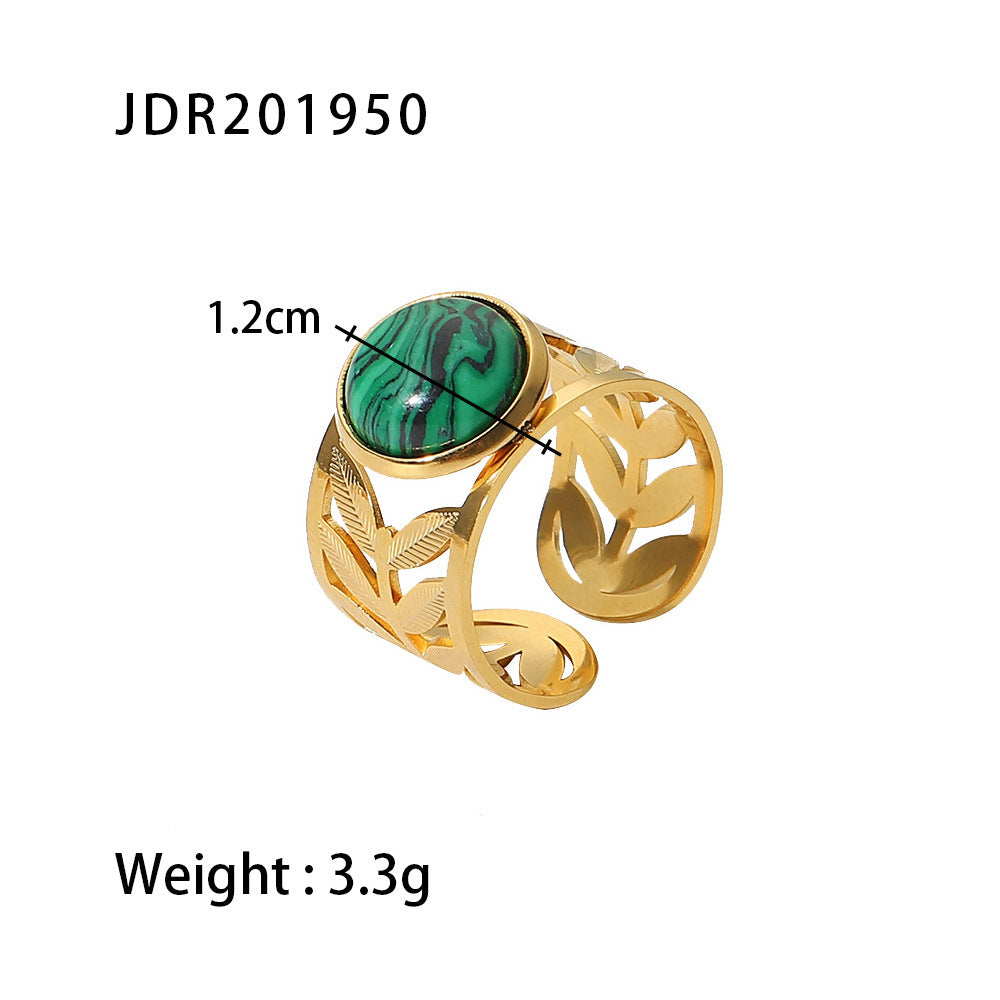 Vintage Gemstone Ring – 18K Gold Plated Titanium Steel Jewelry