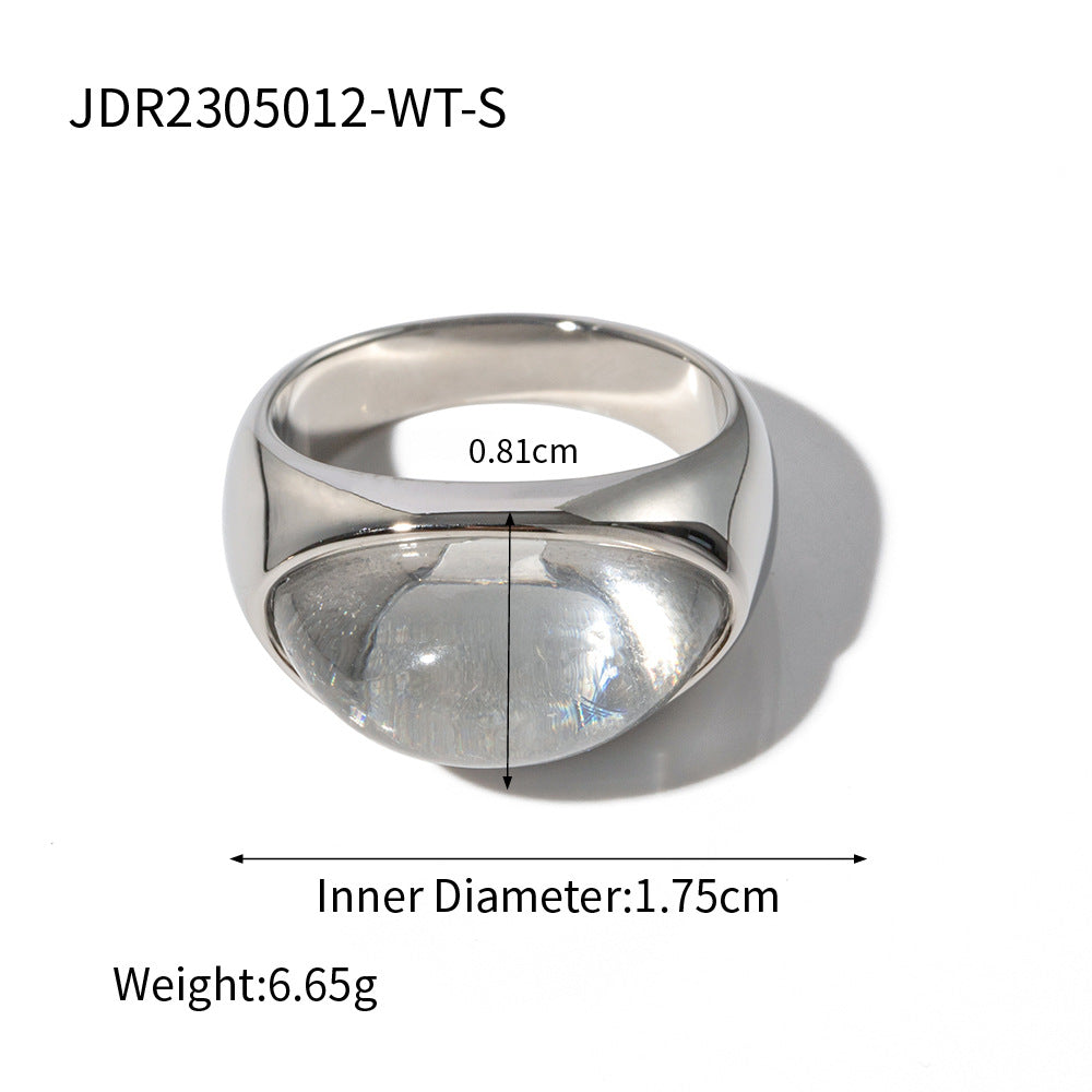 Trendy 18K Gold Resin Ring – Transparent Closed Stainless Steel Band