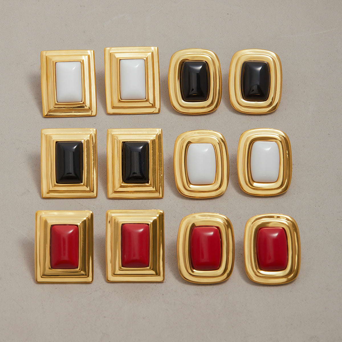 Onyx Stud Earrings – Elegant Titanium Steel Jewelry for Women