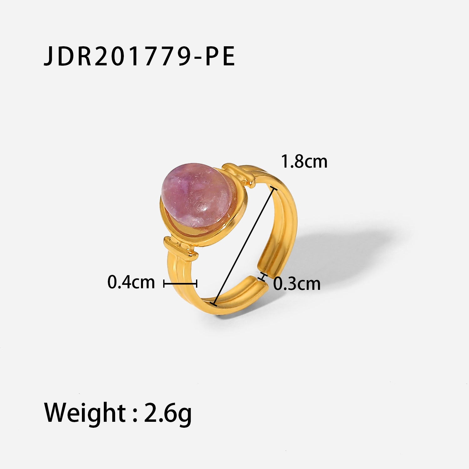 Vintage Gemstone Ring – 18K Gold Plated Titanium Steel Jewelry