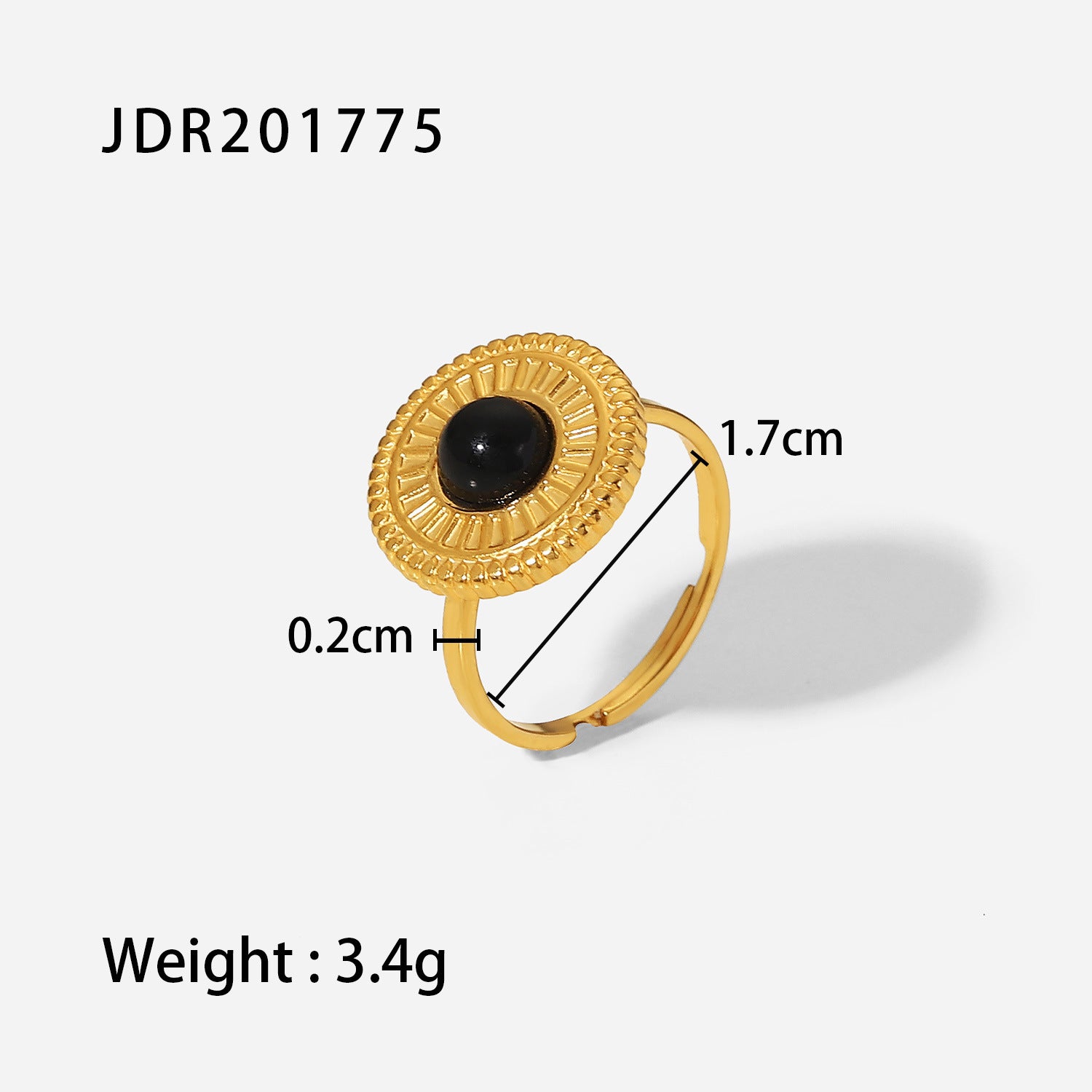 Vintage Gemstone Ring – 18K Gold Plated Titanium Steel Jewelry