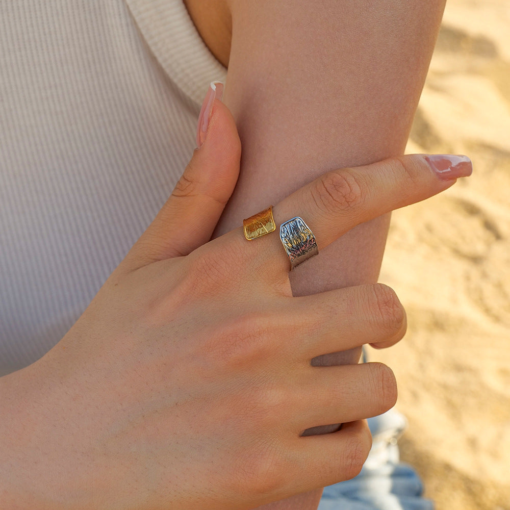 Bold Floral Titanium Steel Ring – Elegant INS-Style Statement Jewelry