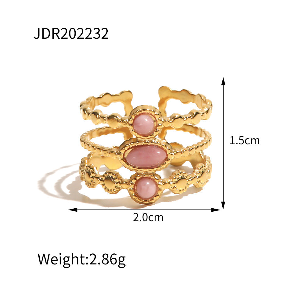 Vintage Gemstone Ring – 18K Gold Plated Titanium Steel Jewelry
