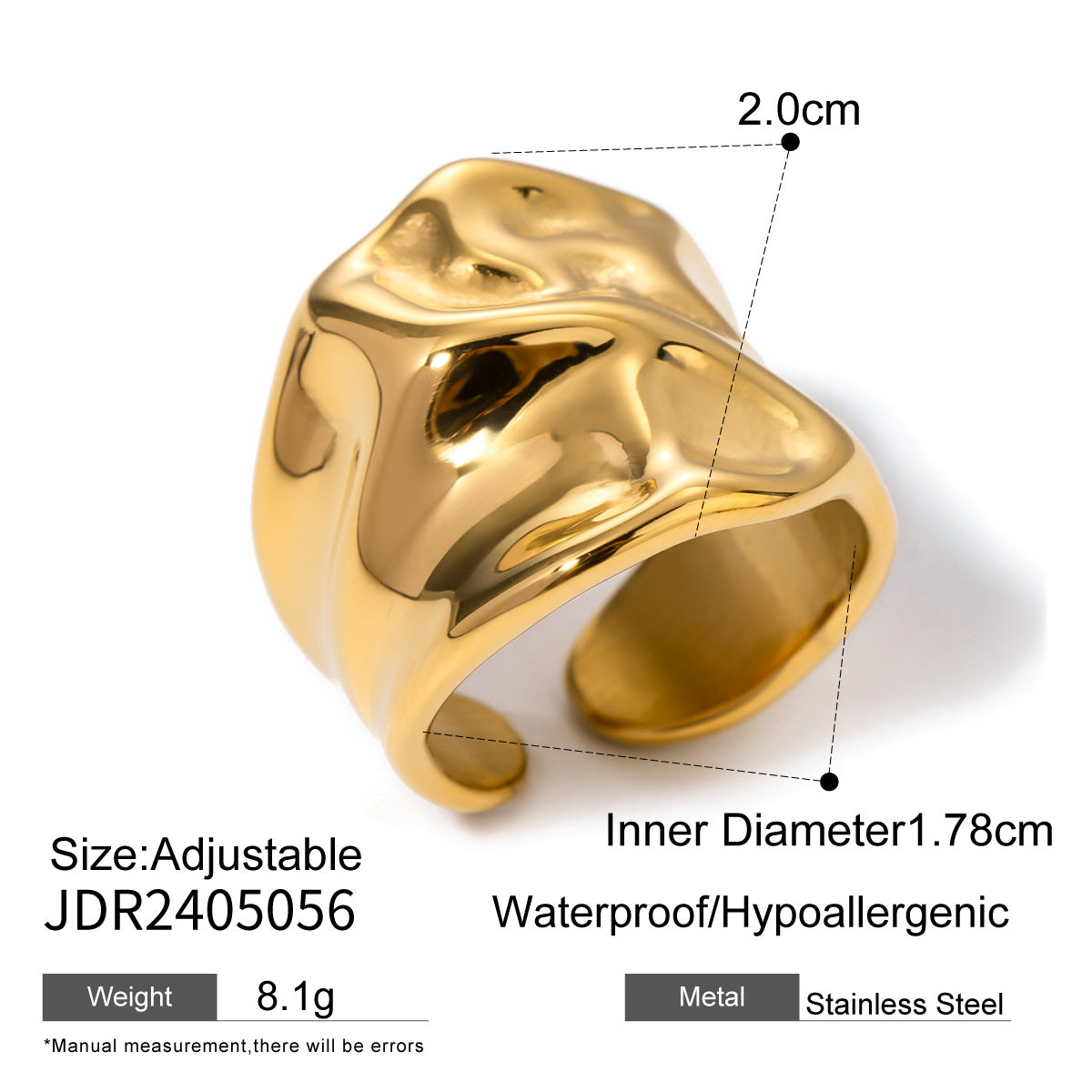 Gold Pearl Ring – Bold Titanium Steel Statement Jewelry