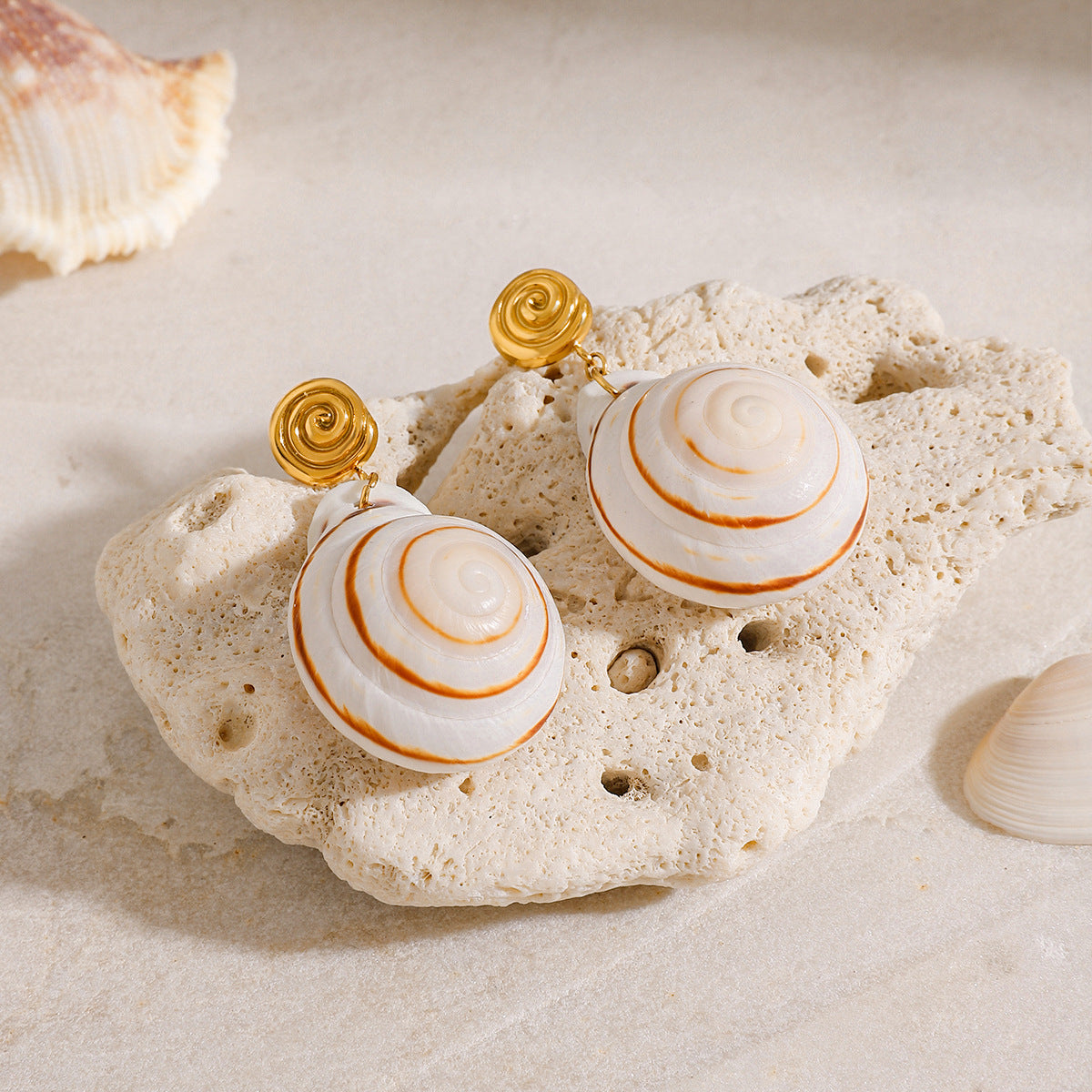 Seashell Stud Earrings – Vacation Style Titanium Steel Jewelry
