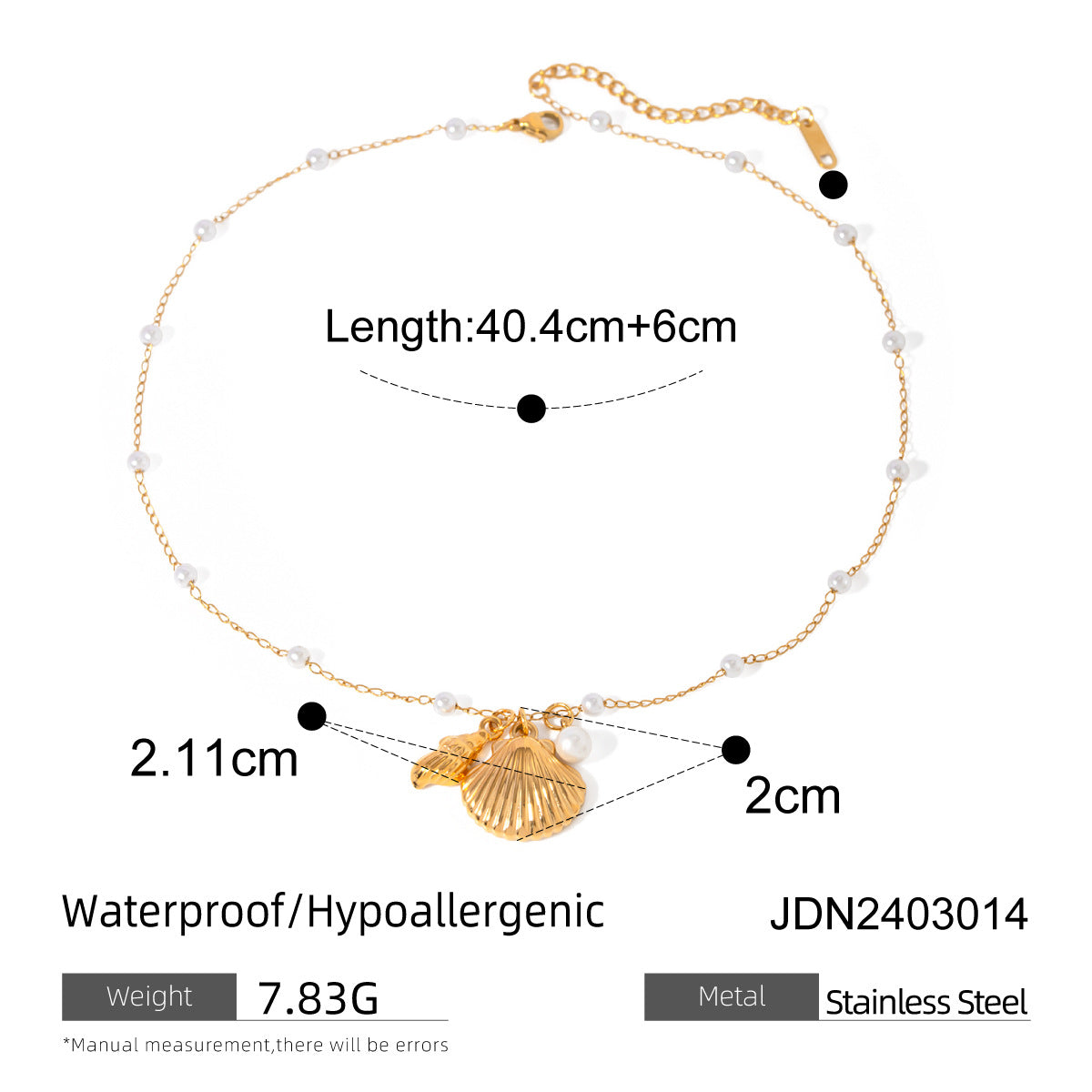 Shell & Pearl Titanium Steel Necklace – Ocean-Inspired Elegant Jewelry