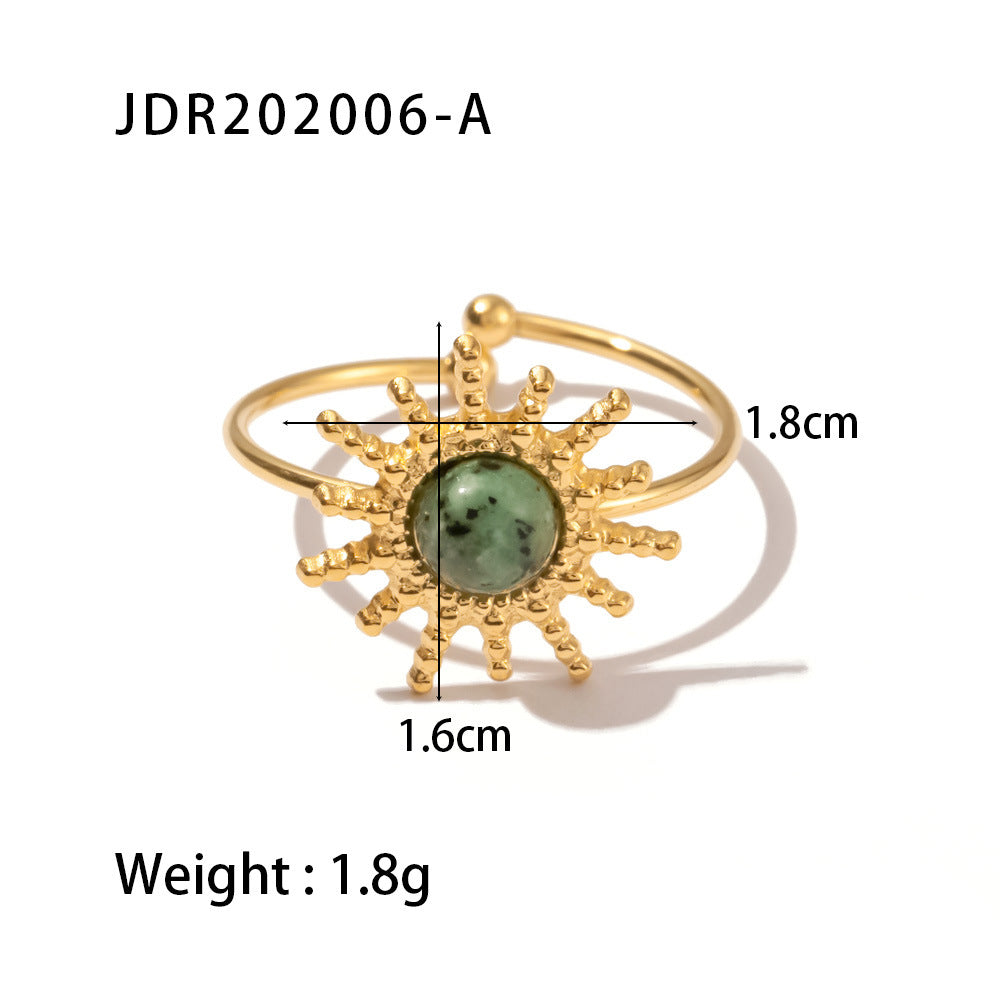 Vintage Gemstone Ring – 18K Gold Plated Titanium Steel Jewelry
