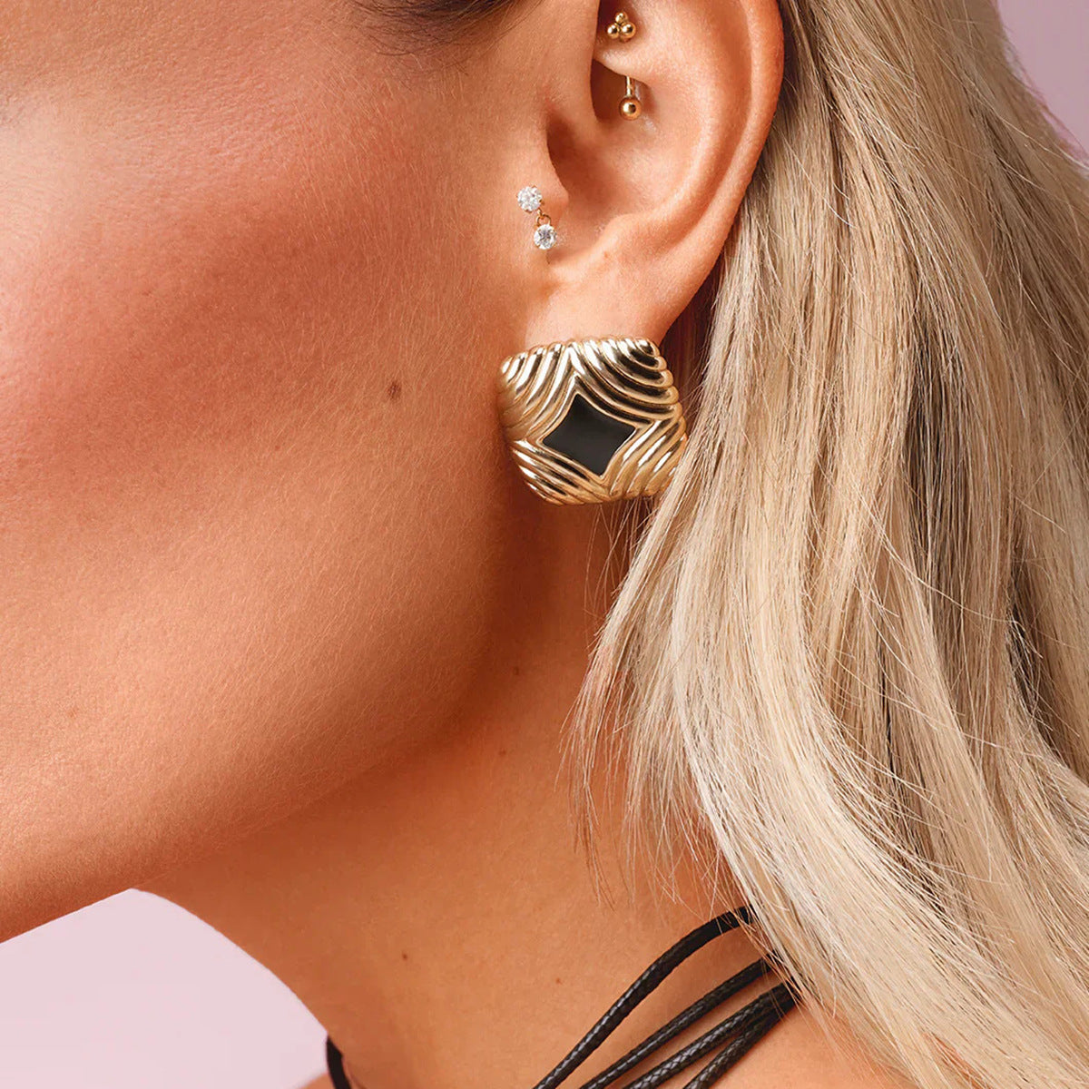 Enamel Drop Earrings – Elegant Titanium Steel Studs for Women