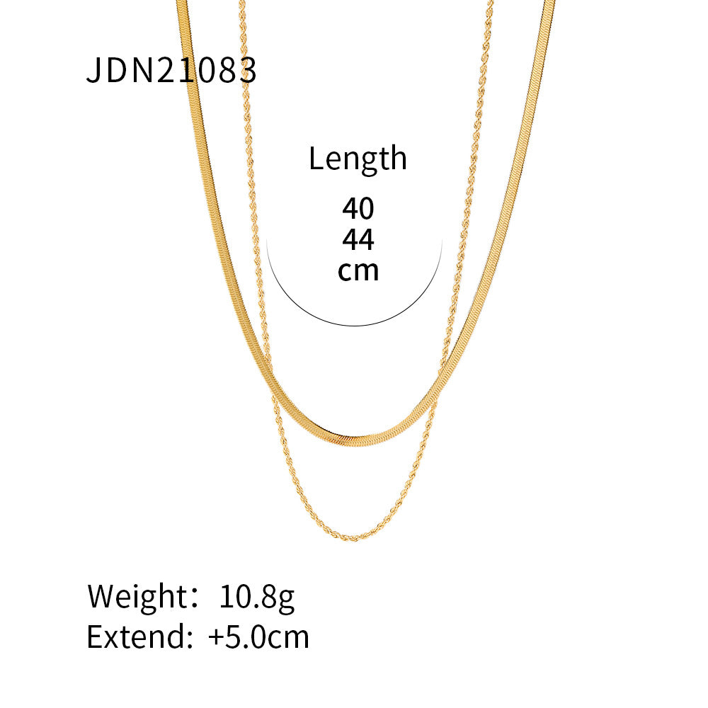 18K Gold Clavicle Necklace – Trendy Titanium Steel Jewelry